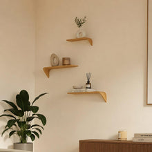 Load image into Gallery viewer, Luxury Designer wall shelves – set of 3 floating wood shelves solid wood – modern style for elegant home decor
