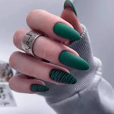 Premium Dark Green Black Stripes Nail Art Artificial / Fake Nails / Press on Nails for Girls and Women