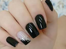 Premium Black Square Shape Nail Art Artificial/Fake Press on Nails for Girls and Women