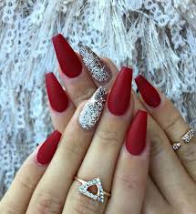Premium Bridal Red with Glitter Readymade Nail Art Artificial/Fake Press on Nails for Girls and Women