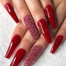 Premium Bridal Red Long Readymade Nail Art Artificial/Fake Press on Nails for Girls and Women