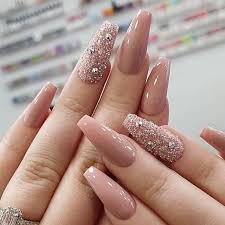 Nude Shade Stone Nail Art Artificial/Fake Press on Nails for Girls and Women