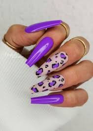 Premium Cow Print Purple Long Nail Art Artificial / Fake Nails / Press on Nails for Girls and Women