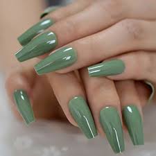 Premium Green Readymade Nail Art Artificial/Fake Press on Nails for Girls and Women