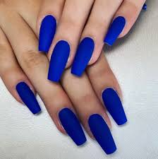 Plain Blue Medium Long Matter Nail Art Artificial / Fake Nails / Press on Nails for Girls and Women