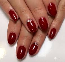 Plain Bridal Red with Stone Short Size Nail Art Artificial / Fake Nails / Press on Nails for Girls and Women