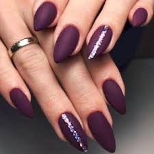 Pointed Purple with Design - Nail Art Press On/ Fake Nails - Readymade /Ready to wear - for Girls and Women