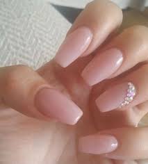 Pink coffin shape with stones Readymade Nail Art Artificial/Fake Press on Nails for Girls and Women
