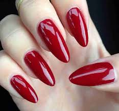 Long Plain Bright Red Readymade Nail Art Artificial/Fake Press on Nails for Girls and Women