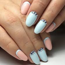 Sky Blue and Light Pink Sober Readymade Nail Art Artificial/Fake Press on Nails for Girls and Women