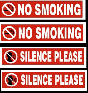 Silnce Please No Smoking Sticker Signage Sign Warning for Shop office Business - Combo Value Pack
