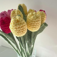 Load and play video in Gallery viewer, Handmade Tulip Flower Bouquet, Crochet tulip flowers, Crochet gift, Office decoration, Home decoration, valentine&#39;s day gift,
