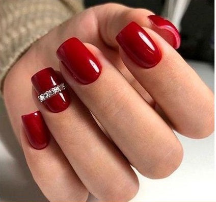 Red Cat Eye Velvet Almond Nail false nails Press On Nail Kit with Glue –  auraxnail