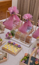 Load image into Gallery viewer, Wedding Gift Basket, wedding Return Gift Hampers, Customised wooden wedding hampers, wedding Dryfruit Baskets
