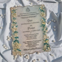 Load image into Gallery viewer, Resin wedding invitation card , first wedding invitation card, customised resin invitation card with name and photo with message
