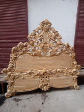 Load image into Gallery viewer, Royal handmade Wooden Carved Headboard and Base , luxury handmade wooden floral headboard.

