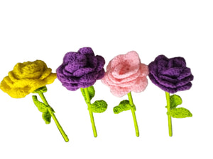 Handmade Crochet Rose - Pack of 1 - (Select your Color), woolen Rose for gift