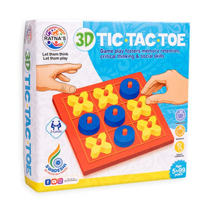 Wooden Tic Tac Toe Classic Mind Challenging Cross & Zero Family Board Game for Kids & Adults