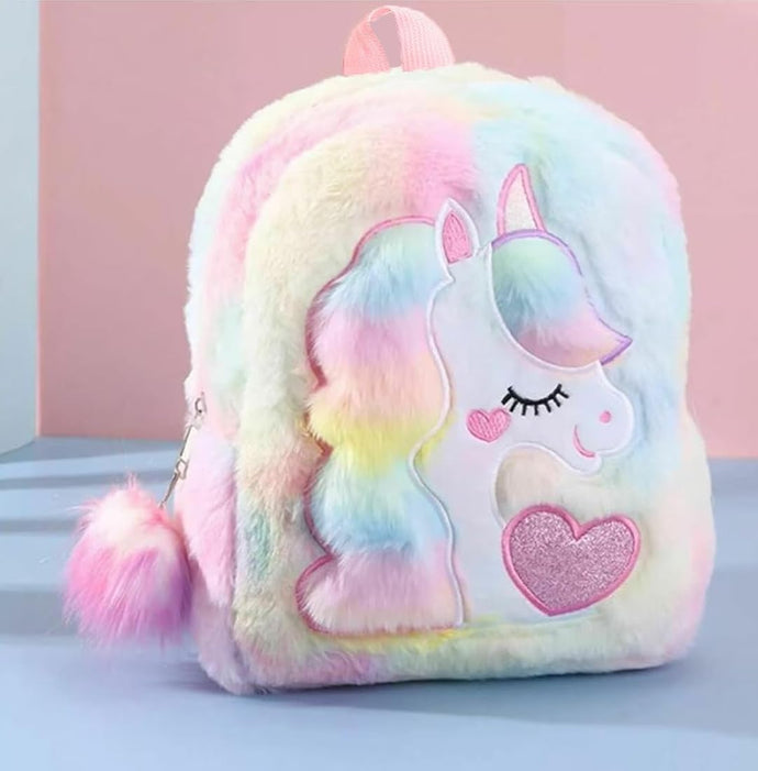 Furr Unicorn Bag for Kids Girls , Unicorn Toddler Bag Princess Fur Crossbody Handbags Gift for Girls