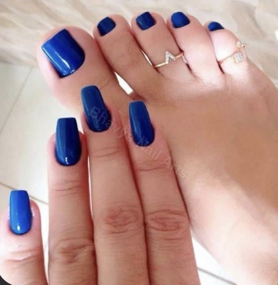 Dark Blue - Combo of Hand and Toe Nails - Nail Art Artificial / Fake Nails / Press on Nails for Girls and Women