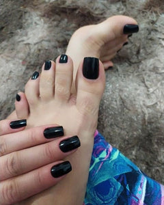 Dark Black - Combo of Hand and Toe Nails - Nail Art Artificial / Fake Nails / Press on Nails for Girls and Women