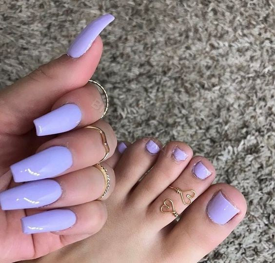 Light Purple - Combo of Hand and Toe Nails - Nail Art Artificial / Fake Nails / Press on Nails for Girls and Women