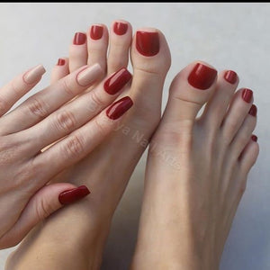 Dual Shade - Red - Combo of Hand and Toe Nails - Nail Art Artificial / Fake Nails / Press on Nails for Girls and Women