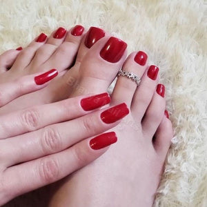 Dark Red - Combo of Hand and Toe Nails - Nail Art Artificial / Fake Nails / Press on Nails for Girls and Women