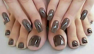 Shade of Brown - Combo of Hand and Toe Nails - Nail Art Artificial / Fake Nails / Press on Nails for Girls and Women